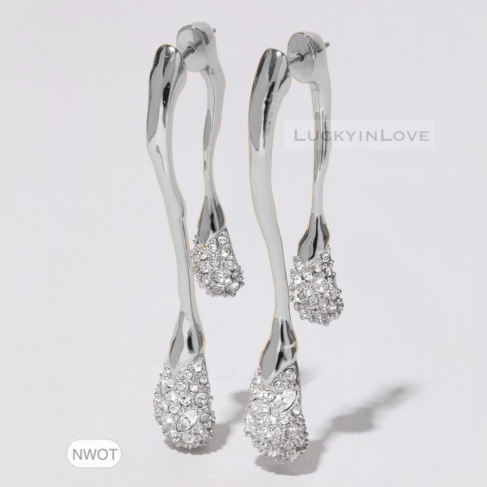 ALEXIS BITTAR • Solanales Crystal Front Back Double Drop Earrings - Silver - Picture 3 of 14